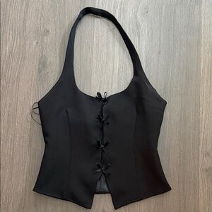 Zara Black Halter Bow-Front Camisole